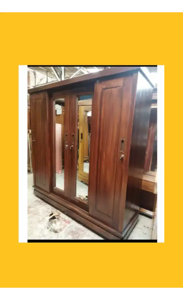 lemari pakaian 4 Pintu sliding minimalis jati asli