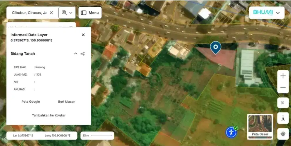 DIJUAL BU, TANAH STRATEGIS DI PINGGIR JALAN RAYA TRANSYOGI CIBUBUR