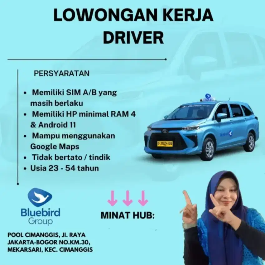 Pengemudi driver taxi blue bird pool cimanggis