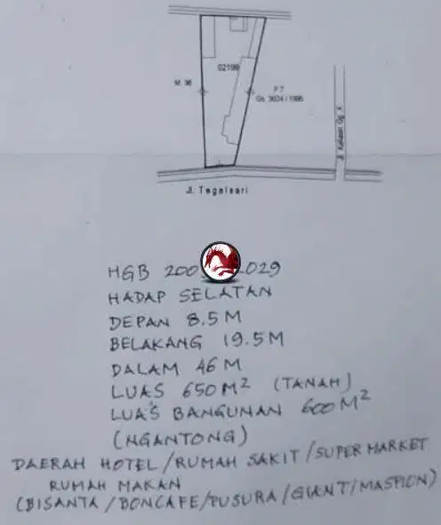 JUAL RUMAH LOKASI STRATEGIS UNTUK USAHA TEGALSARI SURABAYA