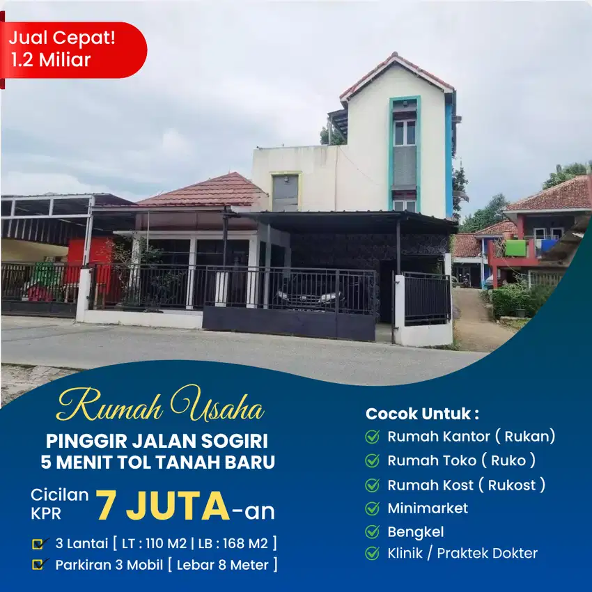 Rumah Pinggir Jalan Raya Cocok Buat Sambil Usaha DP 30 Juta Cicil 7 Jt