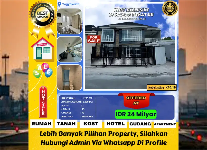 Kost Exclusive 73 KT Dekat UII, JL Kaliurang KM 14
