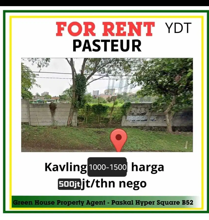 Disewakan tanah di pasteur cocok untuk padel
