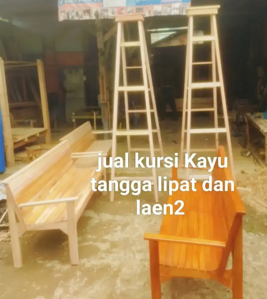 Jual kursi kayu tangga lipat tirai gulung dan laen2