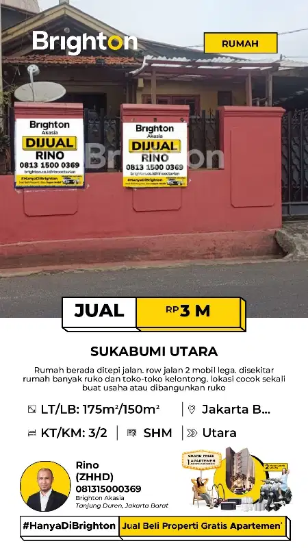 Rumah strategis hitung tanah jalan pahlawan kebon Jeruk Jakarta barat
