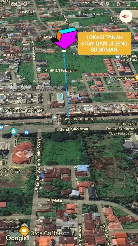 Tanah jl Sudirman kota pekanbaru daerah  jl Taman Sari