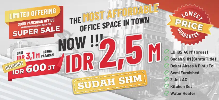 Dijual Unit Kantor Strategis di Soho Pancoran, Siap Huni !