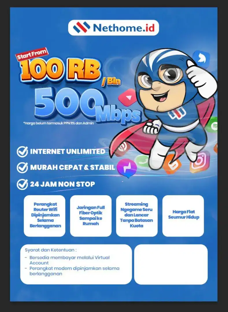 Internet Wifi Cepat Murah Nethome Fiber optik