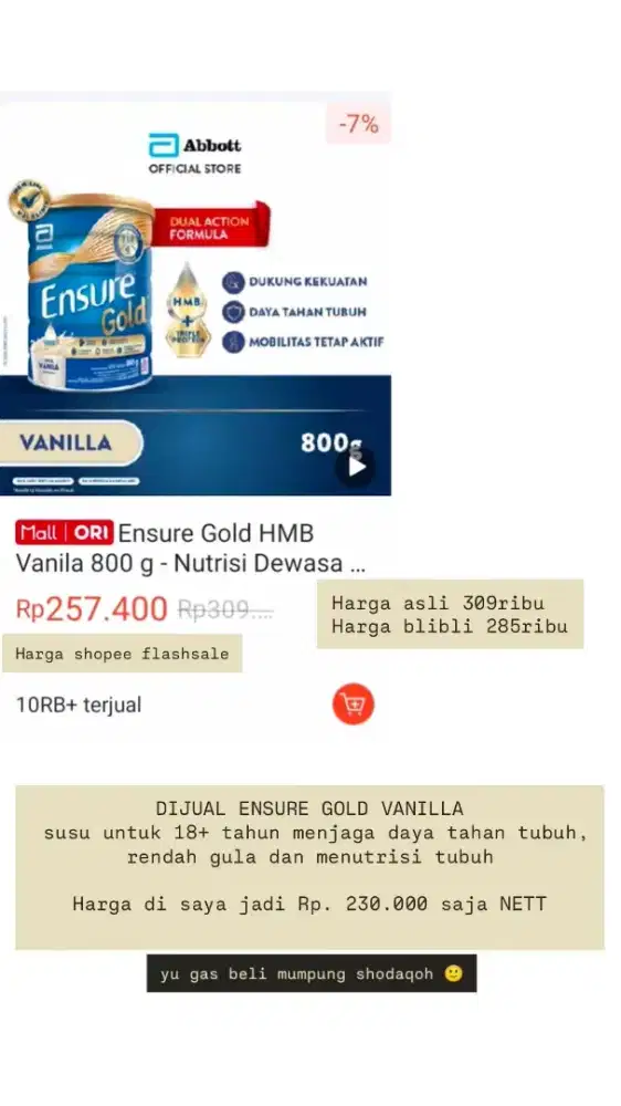JUAL SUSU ENSURE