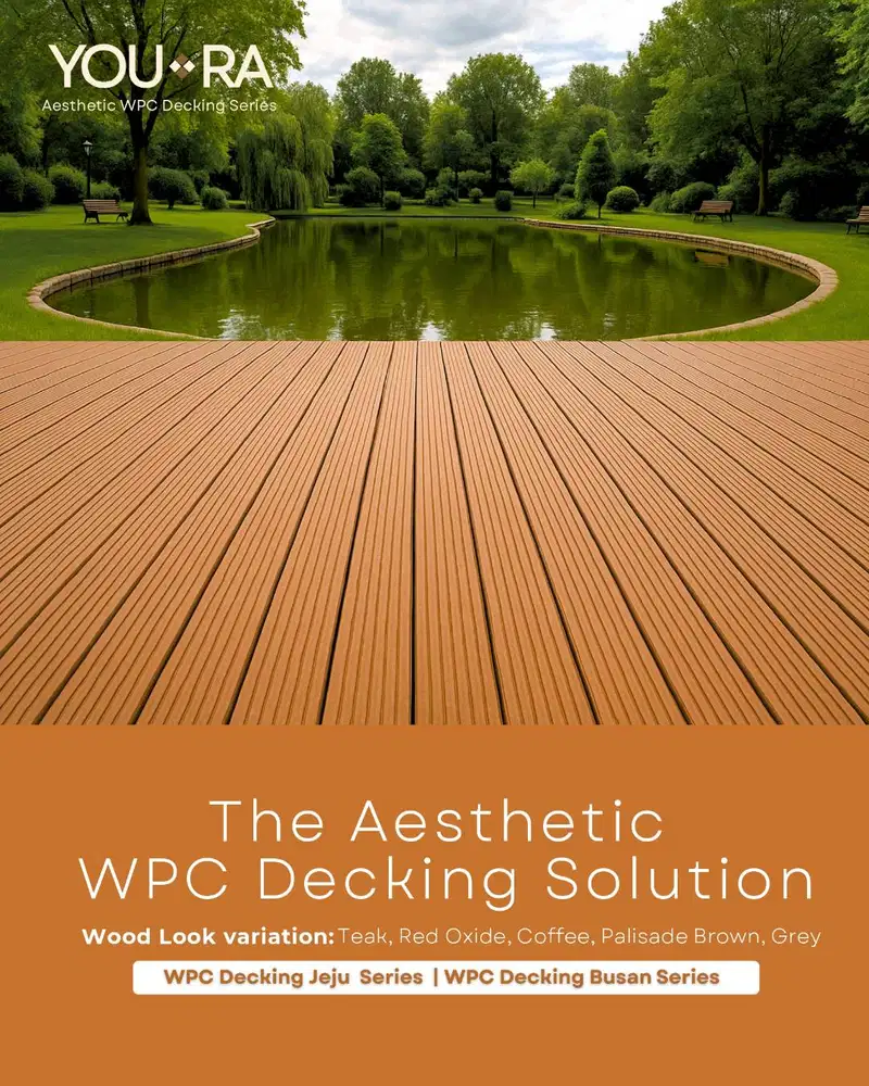 You-Ra Decking WPC Lantai Kayu Outdoor Motif Garis Lurus Anti Rayap