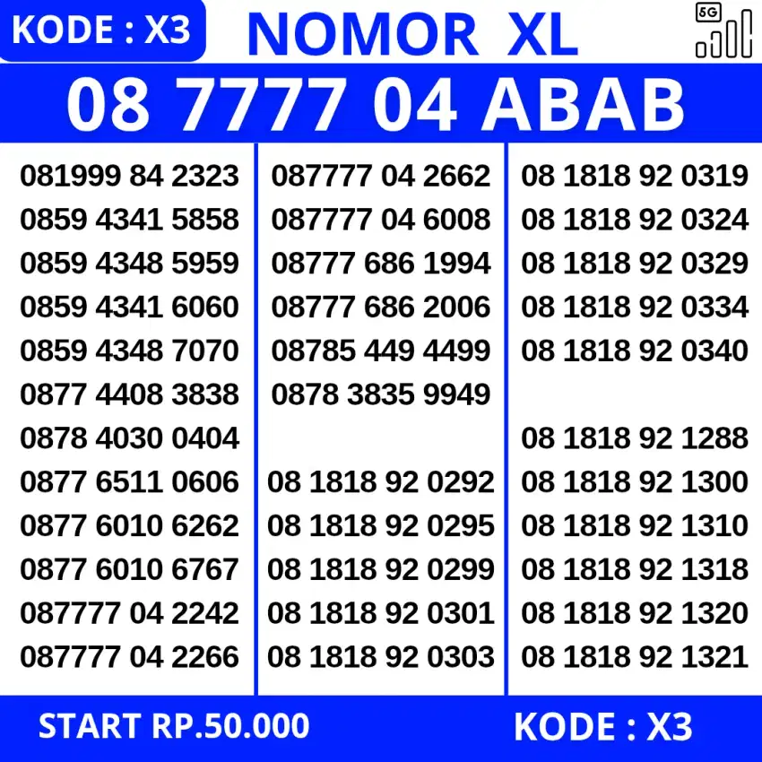 Nomor Cantik Kartu Perdana XL 4G 5G XL Nocan