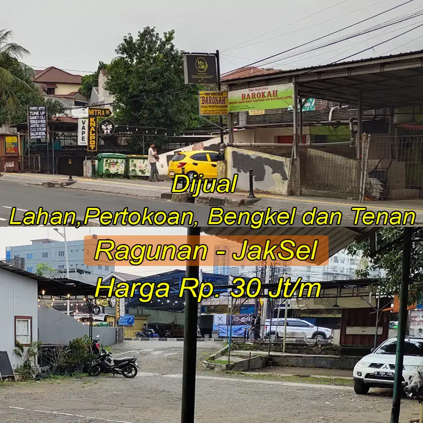 Dijual Lahan, Bengkel, Toko Material, Pertokoan di Pasar Minggu Jaksel