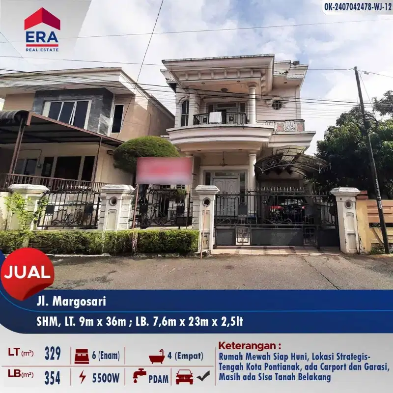 Dijual rumah mewah 2.5lt di Jl. Margosari - Pontianak