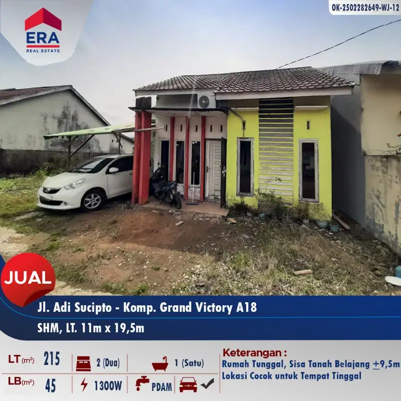 Dijual rumah tinggal type 45 dengan tanah extra luas (Adisucipto)