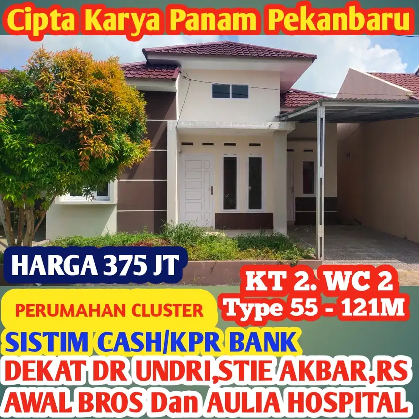 Dijual Rumah Baru type 55/121M Jl Cipta Karya Ujung Panam Pekanbaru
