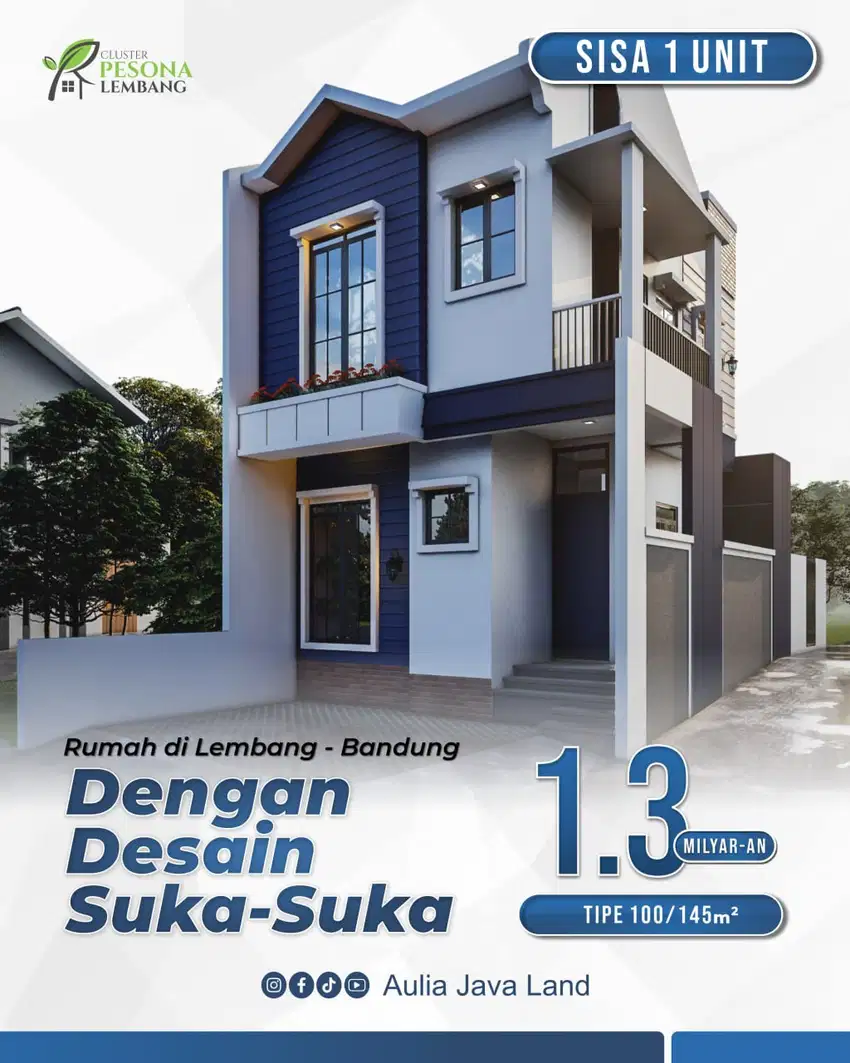 Rumah Villa Halaman Luas di Perumahan Lembang Bandung Utara