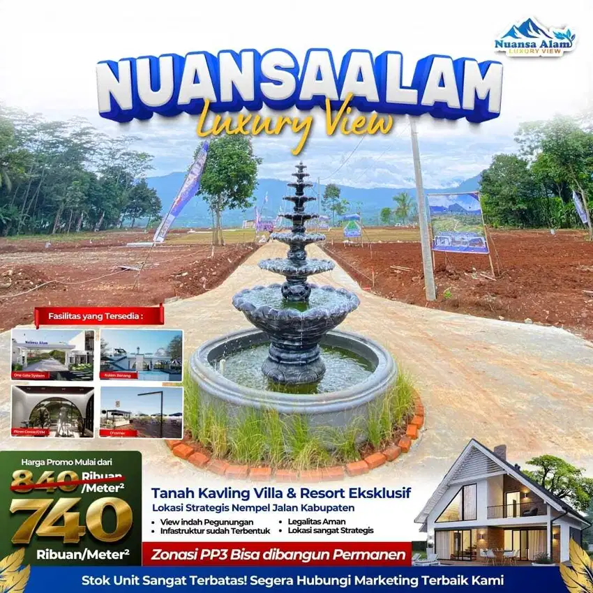 Jual Tanah Kavling Zona Kuning PP3 Bisa Bangun Villa Resort Cottage