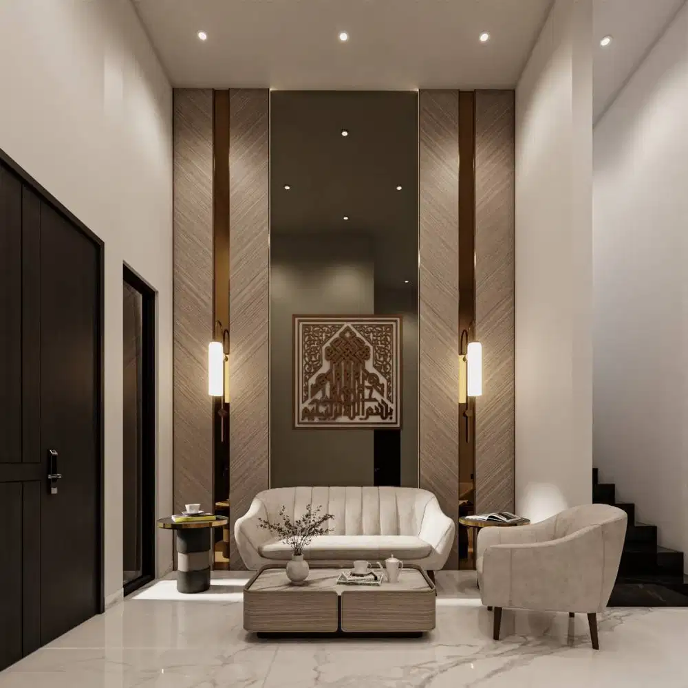 Ruang Tamu Interior Panel Living Room Bench Custom