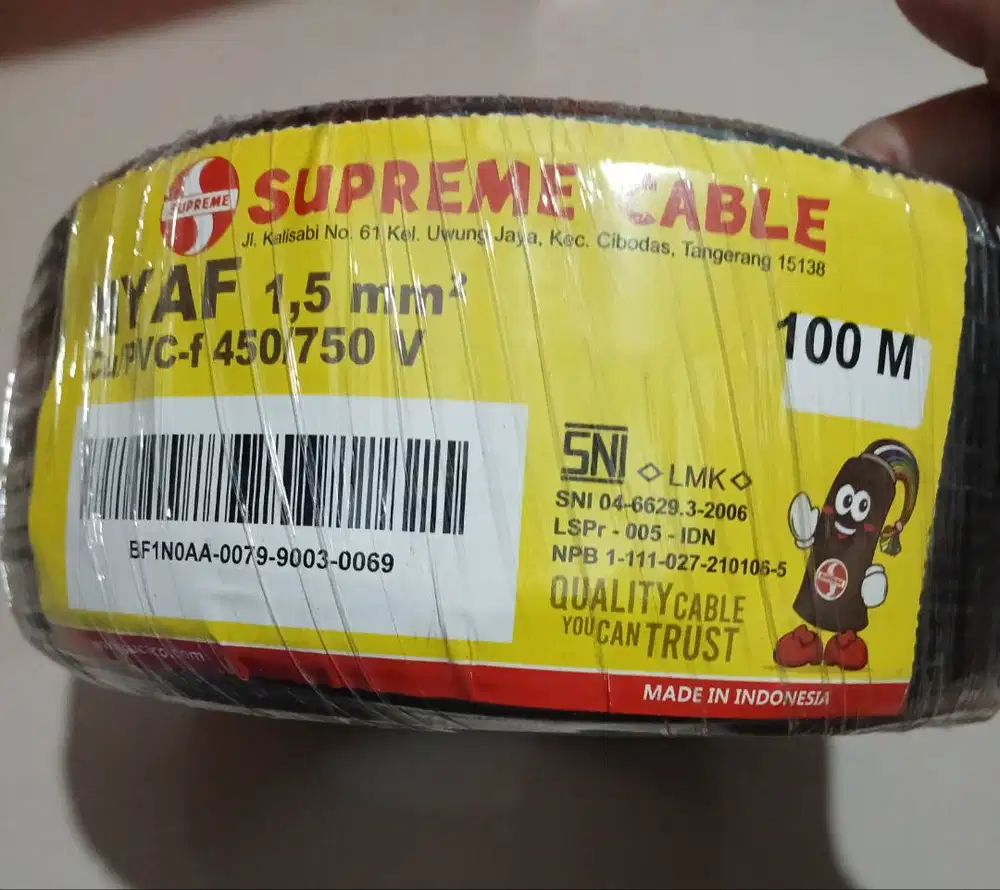 Jual kabel NYAF 1.5mm merk supreme 100mm