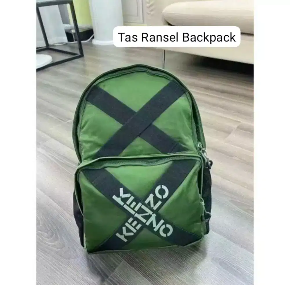 Tas Ransel Kenzo Logo Cross Over Backpack Green Army