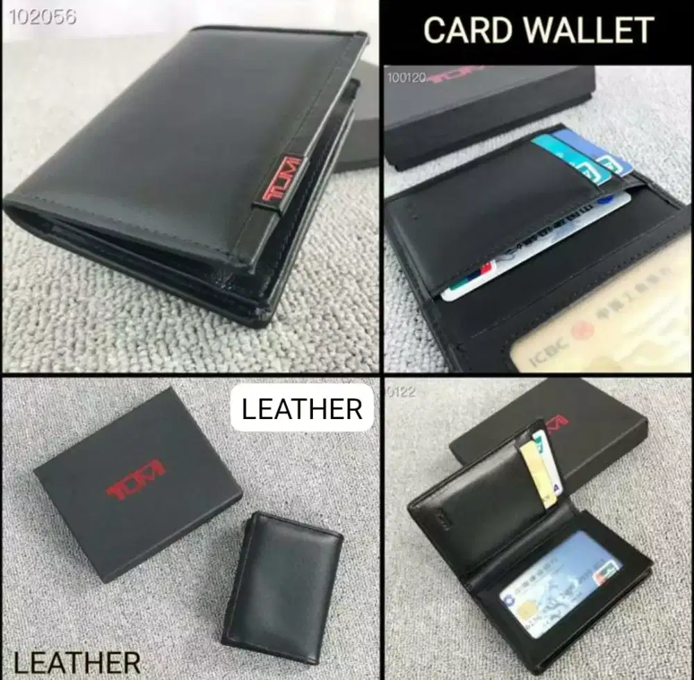 Dompet Tumi Gusseted dompet card wallet leather tumi black logo red