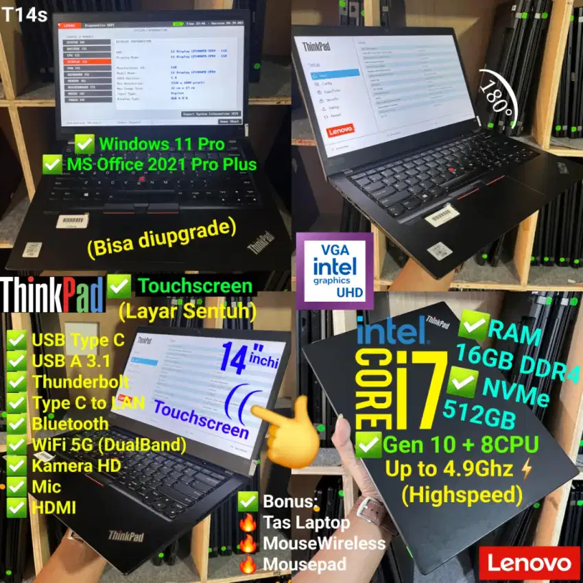 Core i7 Gen10 RAM 16GB NVMe 512GB Laptop Thinkpad Touchscreen T14s
