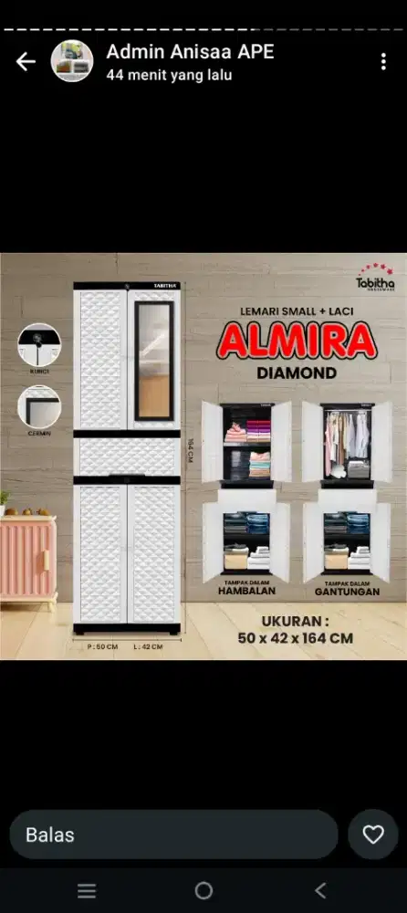 Lemari plastik gantung hambal