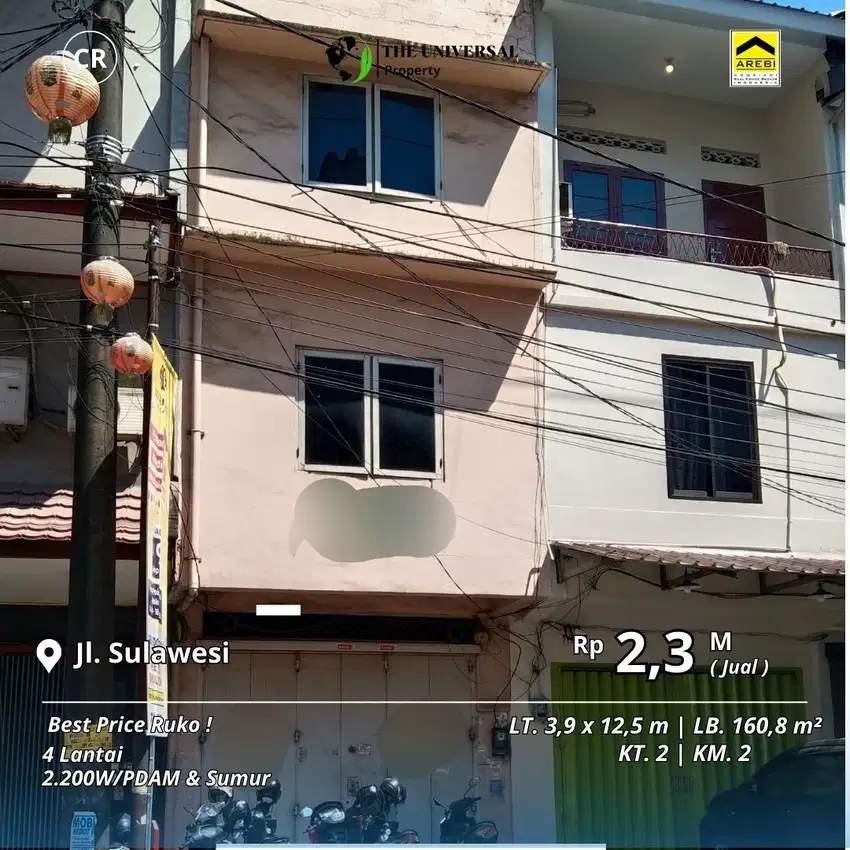 Dijual Ruko 4Lantai Poros Jalan Sulawesi Area Strategis Dalam Kota CR