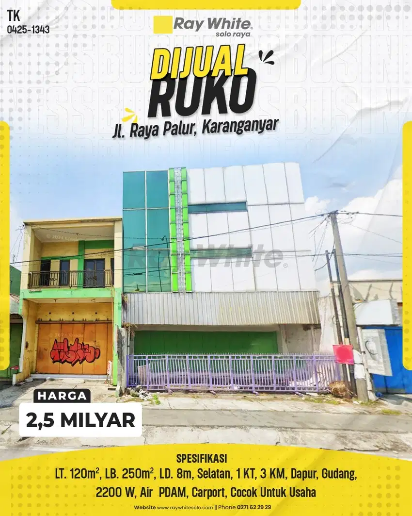Ruko 3 Lantai di Jl. Raya Palur, Karanganyar, Dekat Kampus&Bank