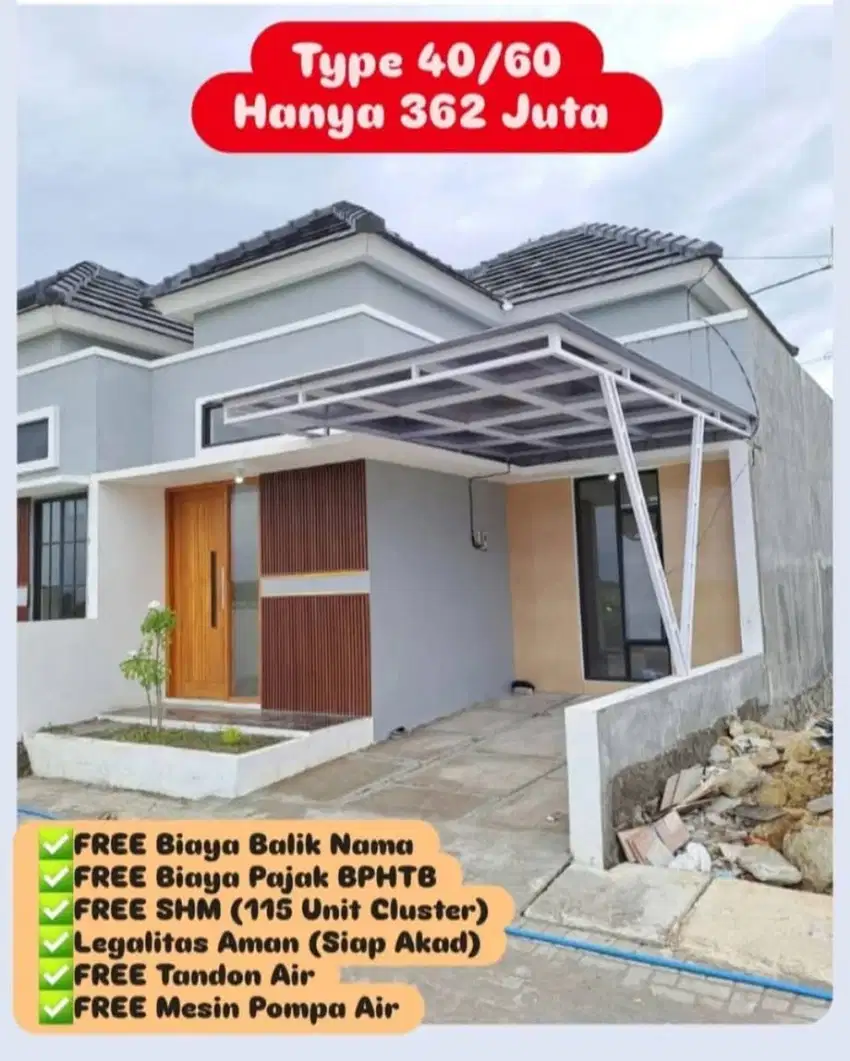 JUAL RUMAH BARU CLUSTER SOLOBARU 362 JUTA TYPE 40/60