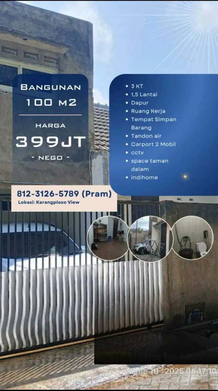 Dijual Rumah Murah Siap Huni Lokasi Karang Ploso Malang