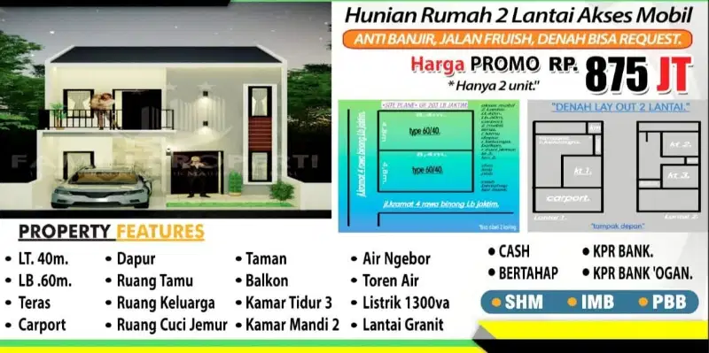 Rumah Siap Huni 3Lantai Depan Jalan Raya Bisa jadi RUKO