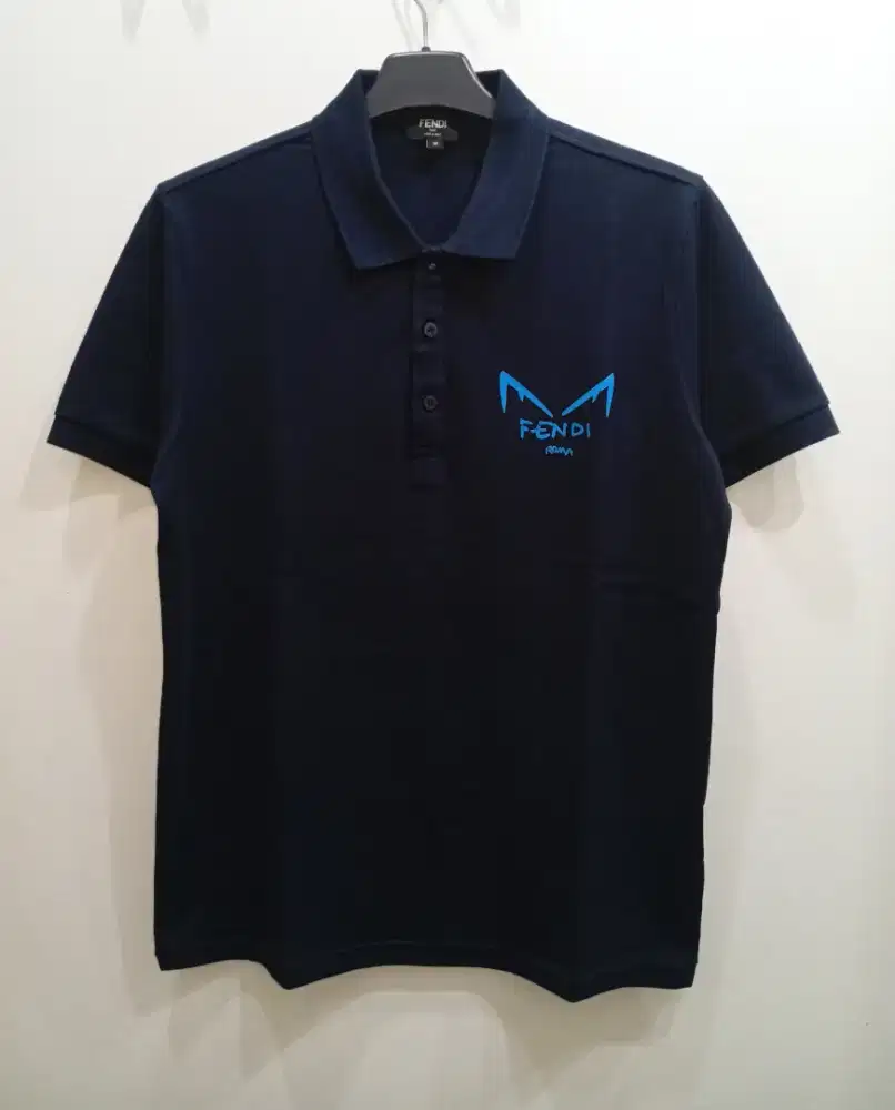 FENDI DIABOLIC EYES POLO SHIRT NAVY