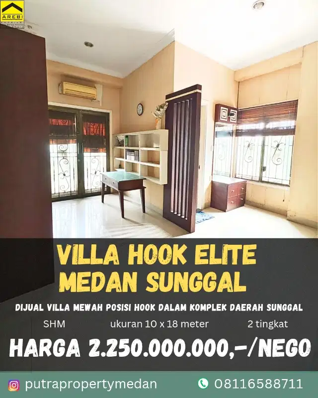 DIJUAL VILLA ELITE POSISI HOOK DAERAH MEDAN SUNGGAL