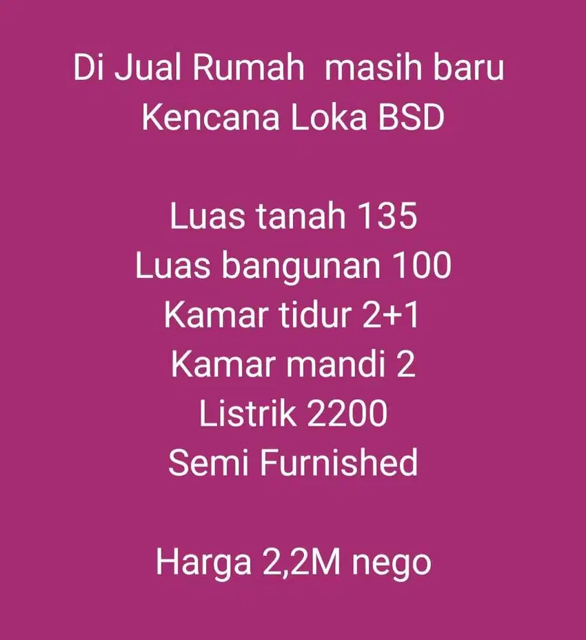 Dijual rumah baru renovasi