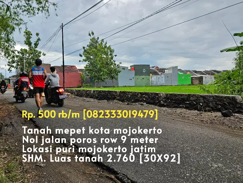 Tanah nol jalan mepet kota mojokerto
