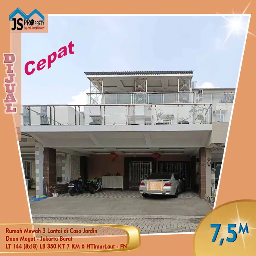 DIJUAL Rumah Mewah 3 Lantai di Casa Jardin Daan Mogot Jakarta Barat-FN