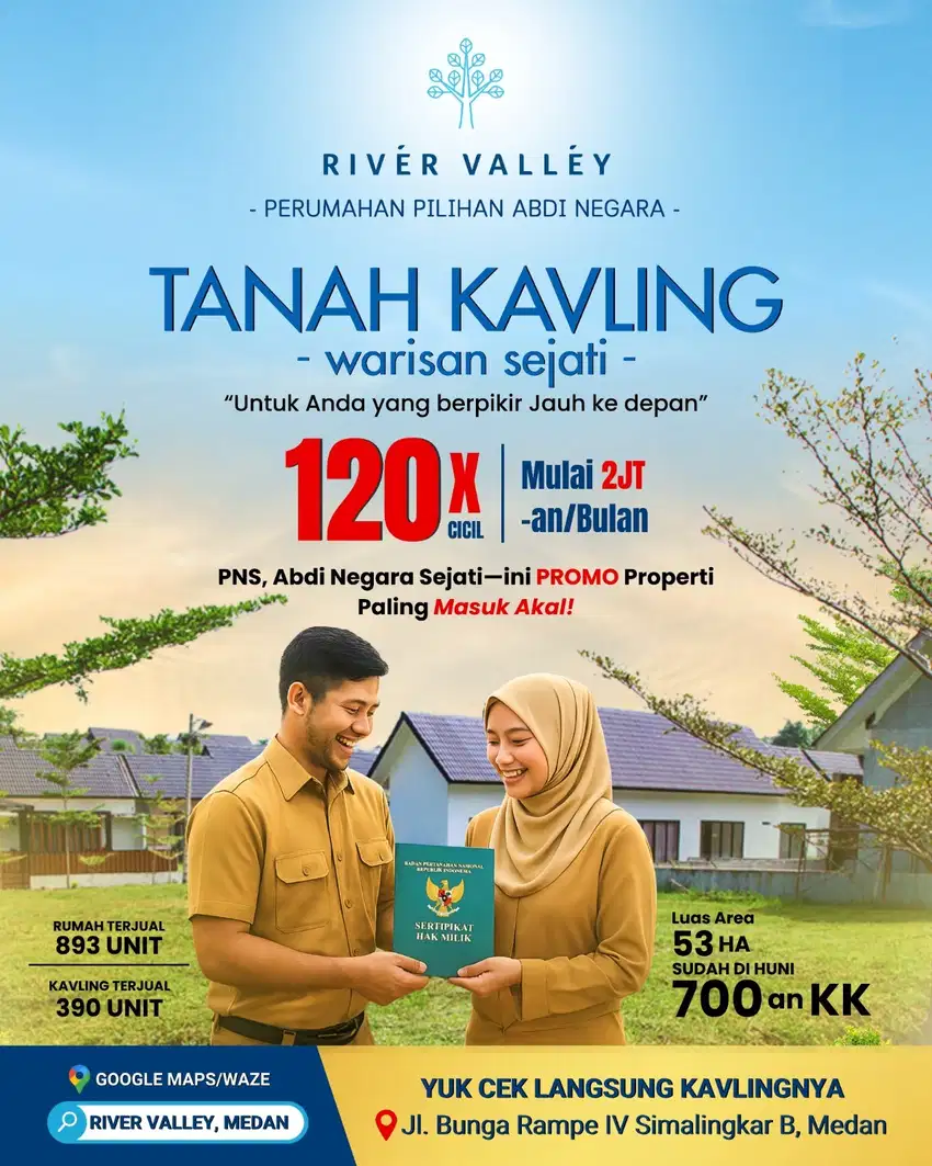 Dijual unit kavling Di perumahan river valley resort home