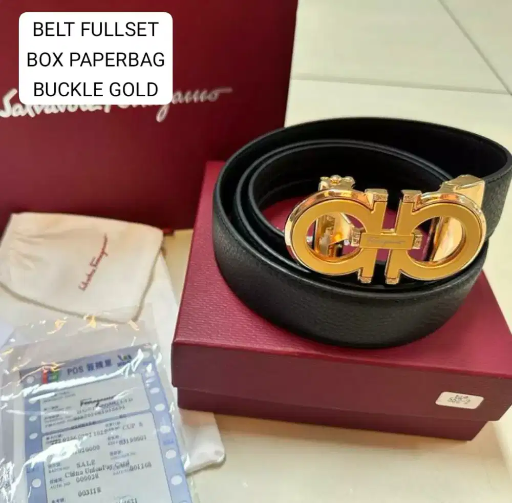 Belt Gesper Salvatore SF pria belt black buckle gold