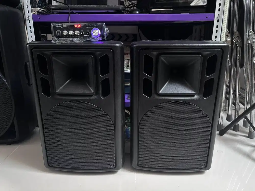 1 SET soundsystem karaoke Speaker 10inch + amplifier bluetooth, 600w