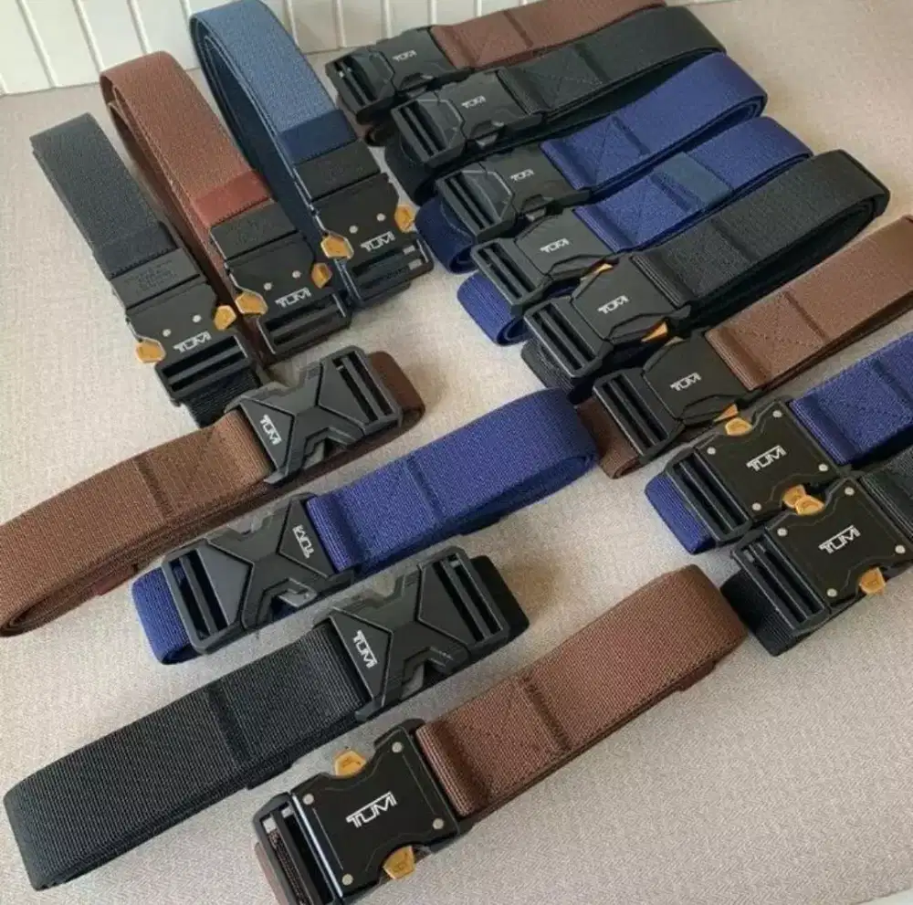 Belt Tumi Buckle Besi Metal Black Tali Strap Nilon