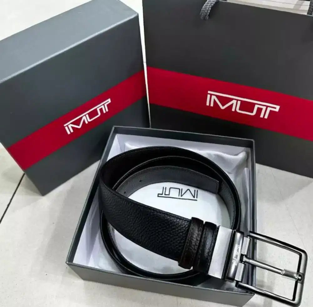 Belt Tumi Gift Set Buckle Putar Reversible Kulit Leather Black Fullset