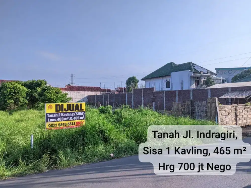 Dijual Cepat Tanah Siap Bangun di jl Indragiri Kota Prob