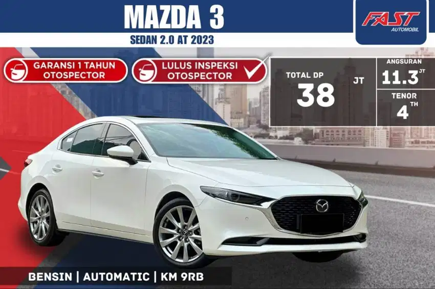 MAZDA 3 SEDAN 2023 SUNROOF VERY LOW KM.9RB LIKE NEW PAJAK PANJANG #F6S