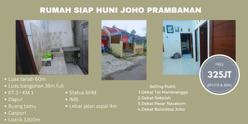 RUMAH JOHO SIAP HUNI DEKAT TOL MANISRENGGO