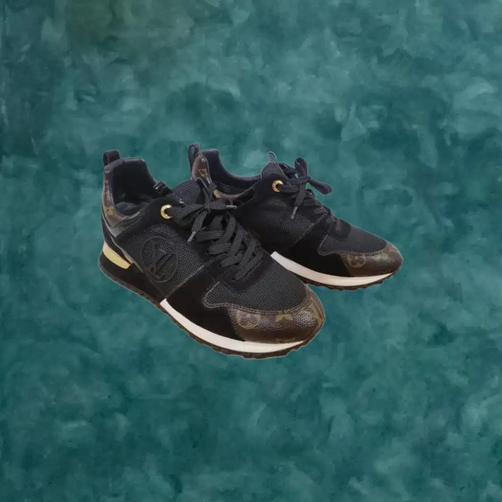 Louis Vuitton Monogram Run Away Brown & Black Sneakers Womens Suede