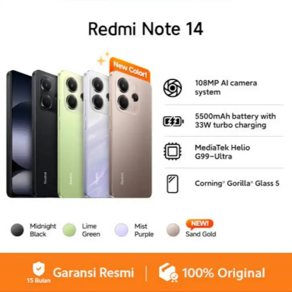 Xiaomi Redmi Note 14 8/256 & 8/128 gb New Garansi Resmi