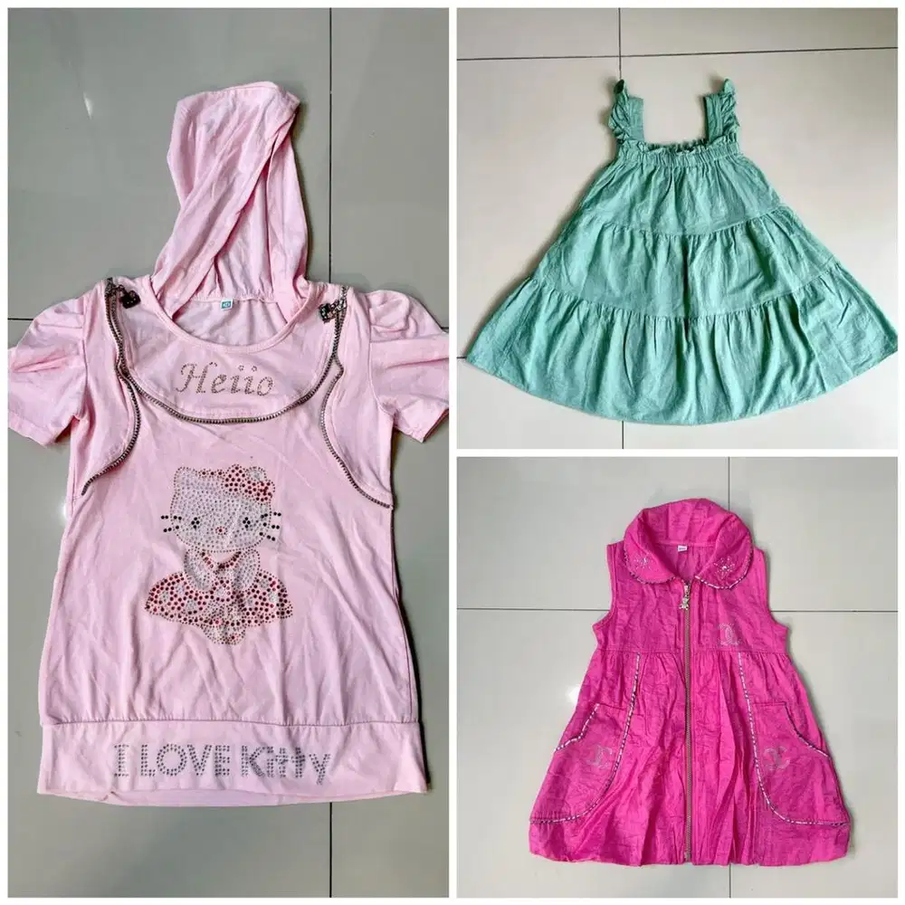 Baju dress anak perempuan girl preloved atasan pink lucu