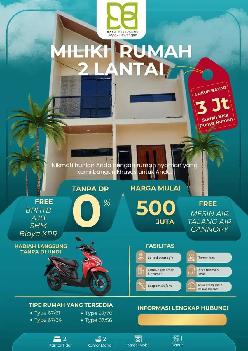 Jual Rumah Modern 2 Lt RARA RESIDENCE Sawangan Strategis