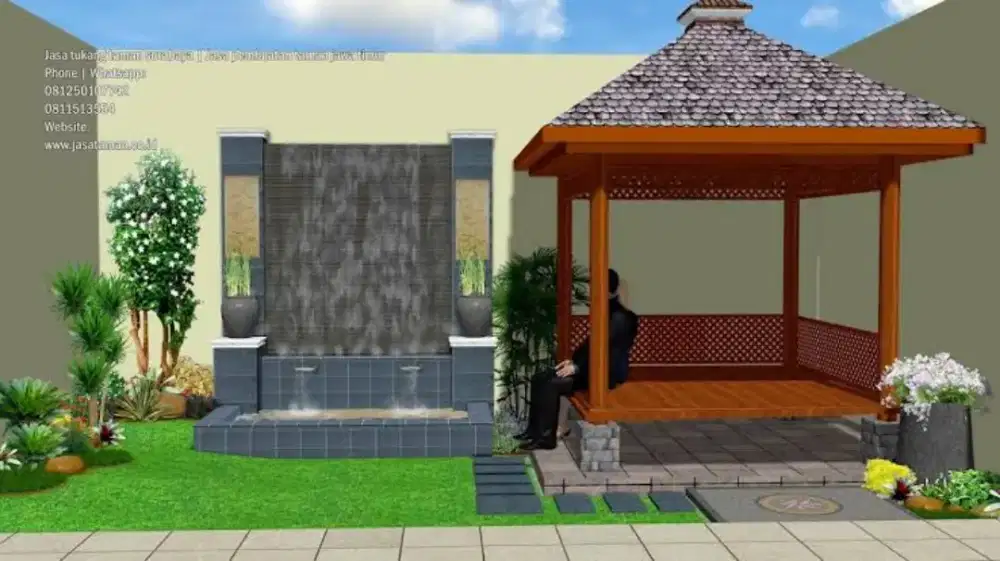 Jasa pembuatan kolam ikan koi minimalis dan saung gajebo